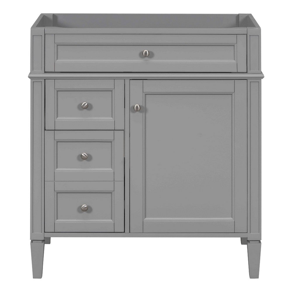 Zake Bathroom Vanity Cabinet with Tip-Out Drawers, Gray Wood 30 Inch - BM351261