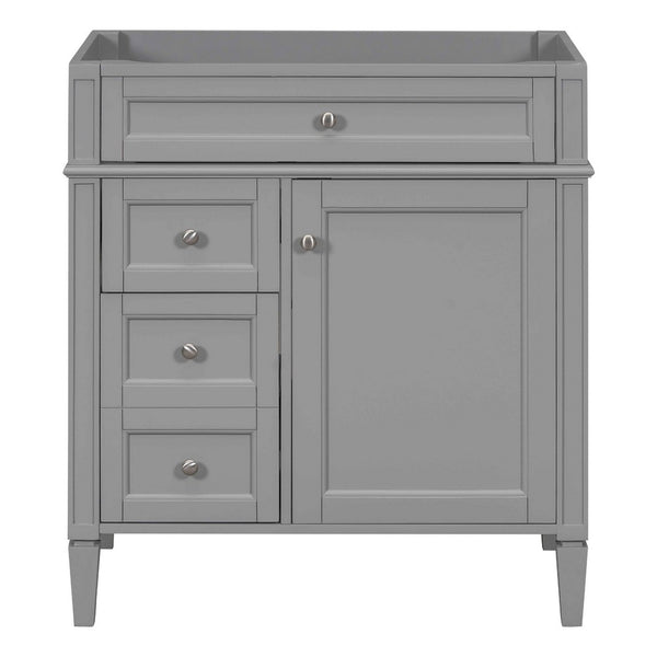 Zake Bathroom Vanity Cabinet with Tip-Out Drawers, Gray Wood 30 Inch - BM351261
