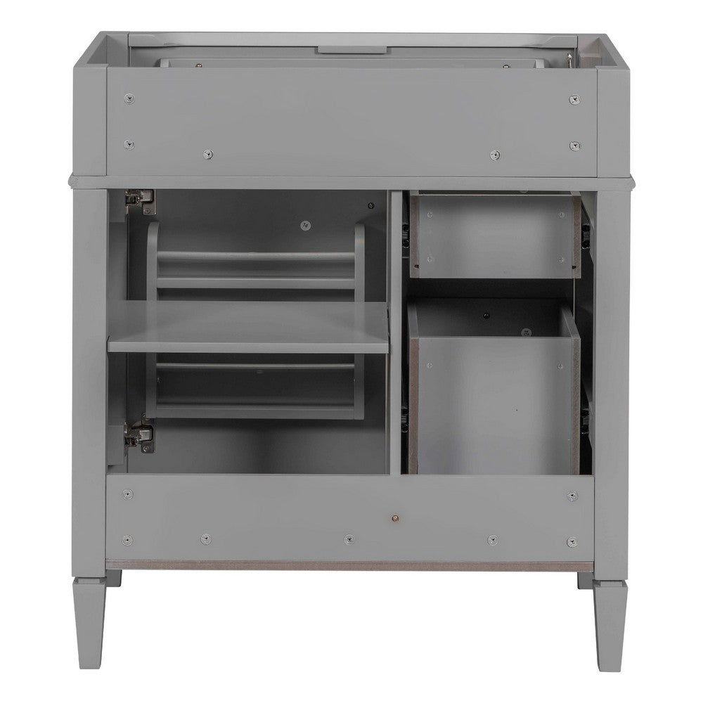 Zake Bathroom Vanity Cabinet with Tip-Out Drawers, Gray Wood 30 Inch - BM351261