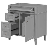 Zake Bathroom Vanity Cabinet with Tip-Out Drawers, Gray Wood 30 Inch - BM351261
