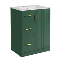 Zelma Modern Vanity, 2 Drawers and Soft-Closing Door, Green Wood 24 Inch - BM351262