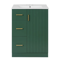 Zelma Modern Vanity, 2 Drawers and Soft-Closing Door, Green Wood 24 Inch - BM351262