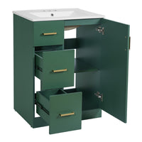 Zelma Modern Vanity, 2 Drawers and Soft-Closing Door, Green Wood 24 Inch - BM351262