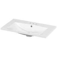 June Resin Vanity Top with Integrated Basin and Faucet Holes, White 30 Inch - BM351264
