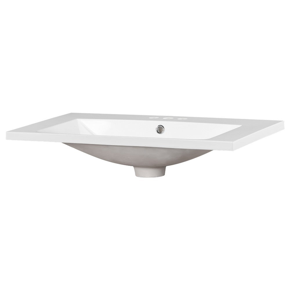 June Resin Vanity Top with Integrated Basin and Faucet Holes, White 30 Inch - BM351264