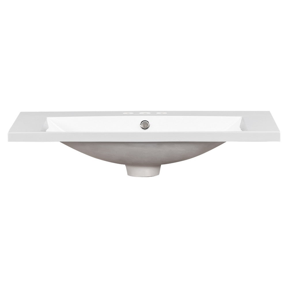 June Resin Vanity Top with Integrated Basin and Faucet Holes, White 30 Inch - BM351264