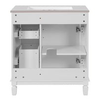 Xolo Bathroom Vanity with 2 Drawers, Ceramic Sink, White Wood 30 Inch - BM351265