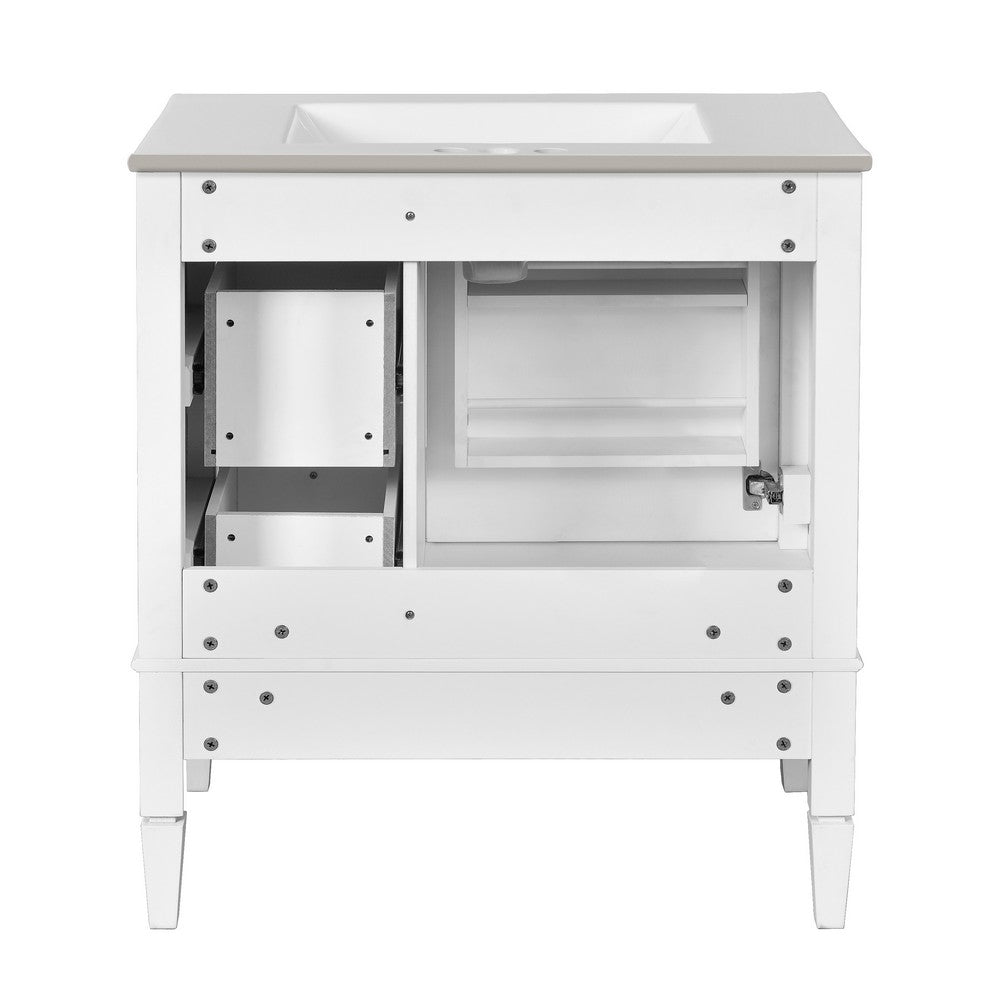 Cullen Bathroom Vanity with Ceramic Sink, 3 Drawers, Gray Wood 30 Inch - BM351266