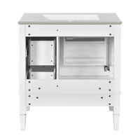 Cullen Bathroom Vanity with Ceramic Sink, 3 Drawers, Gray Wood 30 Inch - BM351266
