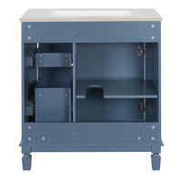 Xolo Bathroom Vanity, 2 Drawers and Ceramic Sink, Blue Solid Wood 30 Inch - BM351268