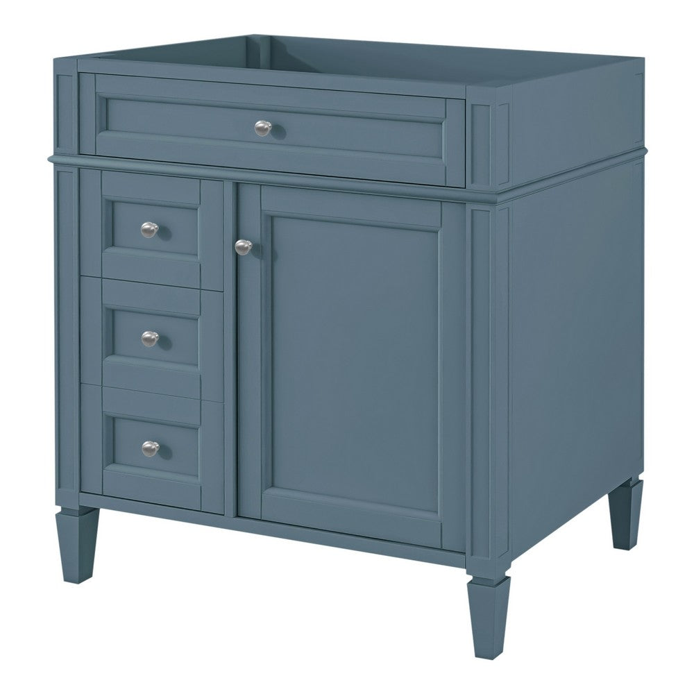 Zake Bathroom Vanity Cabinet with Tip-Out Drawers, Indigo Wood 30 Inch - BM351271