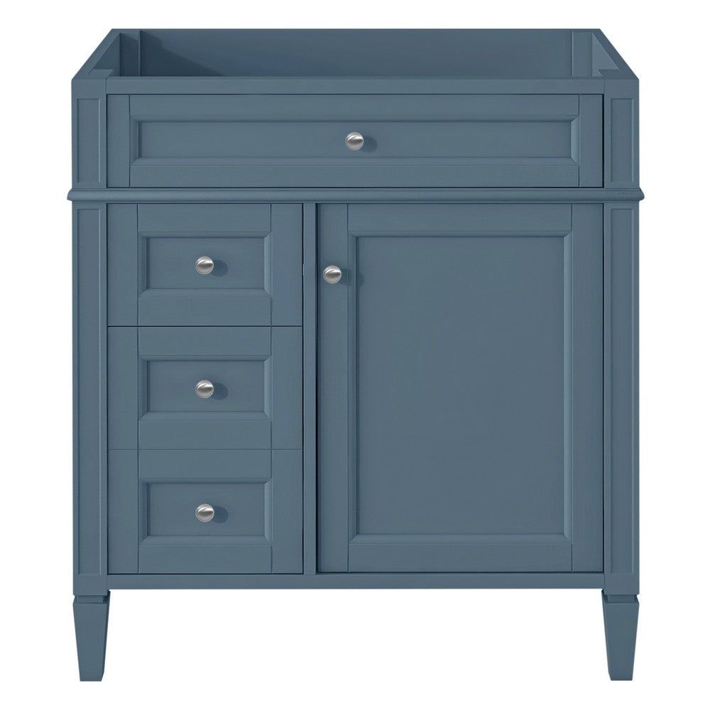 Zake Bathroom Vanity Cabinet with Tip-Out Drawers, Indigo Wood 30 Inch - BM351271