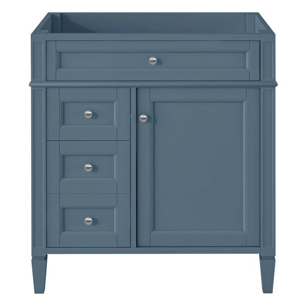 Zake Bathroom Vanity Cabinet with Tip-Out Drawers, Indigo Wood 30 Inch - BM351271