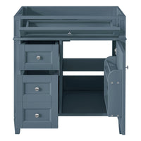 Zake Bathroom Vanity Cabinet with Tip-Out Drawers, Indigo Wood 30 Inch - BM351271