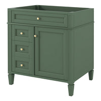 Zake Bathroom Vanity Cabinet with Tip-Out Drawers, Green Wood 30 Inch - BM351273
