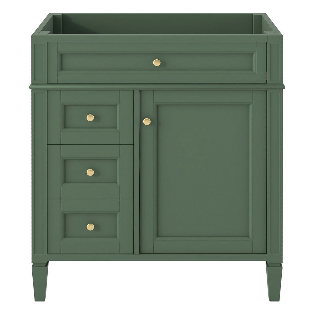 Zake Bathroom Vanity Cabinet with Tip-Out Drawers, Green Wood 30 Inch - BM351273