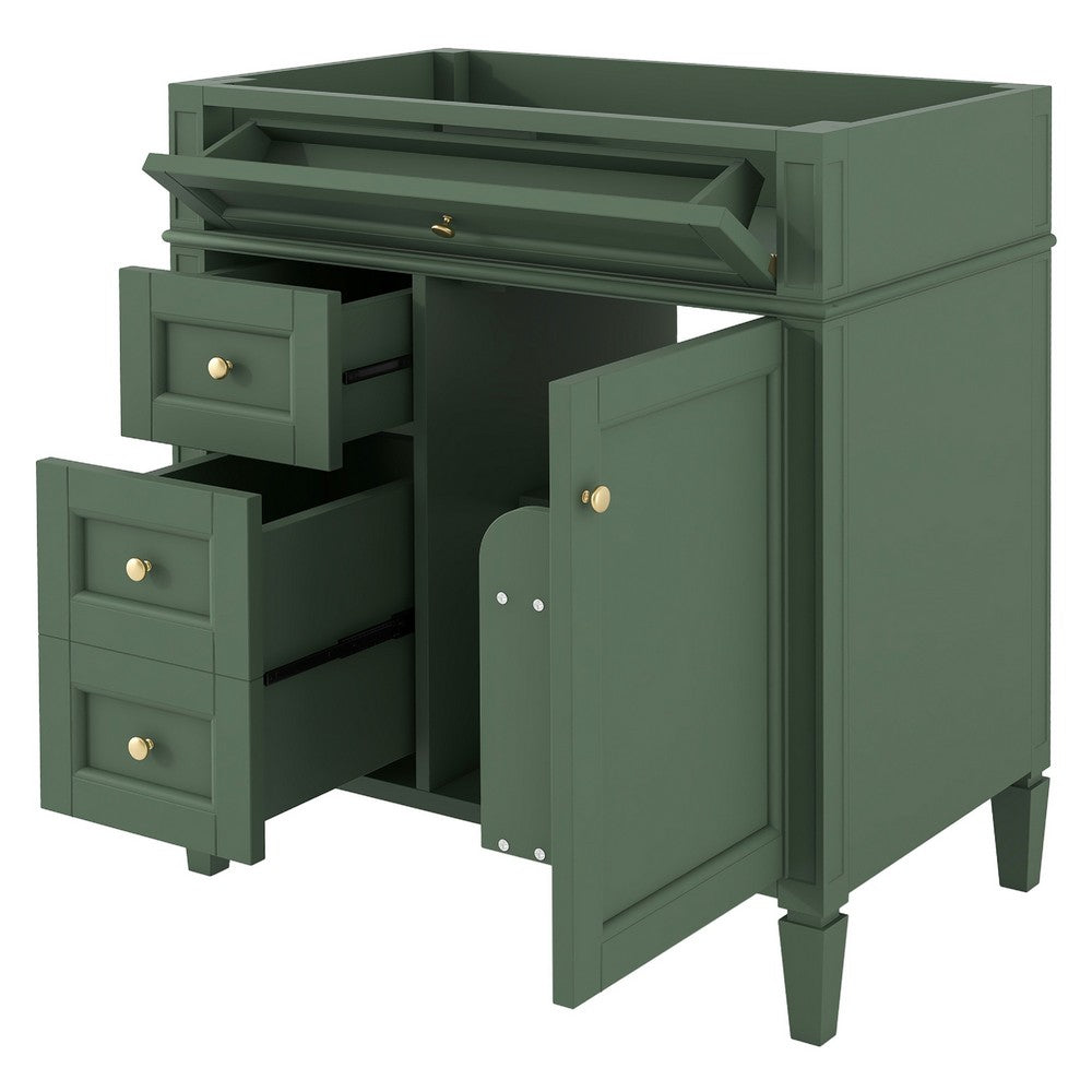 Zake Bathroom Vanity Cabinet with Tip-Out Drawers, Green Wood 30 Inch - BM351273