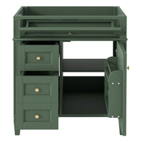 Zake Bathroom Vanity Cabinet with Tip-Out Drawers, Green Wood 30 Inch - BM351273