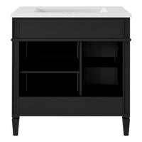 Asher Bathroom Vanity with Single Ceramic Sink, Storage, Black Wood 30 Inch - BM351276