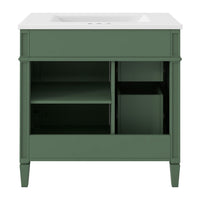 Asher Bathroom Vanity with Ceramic Sink, Smart Storage, Green Wood 30 Inch - BM351277