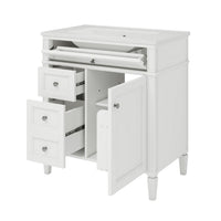Asher Bathroom Vanity with Ceramic Sink, Smart Storage, White Wood 30 Inch - BM351278