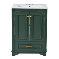 Daizy Bathroom Vanity with Ceramic Sink, 2 Door Cabinet, Green Wood - BM351279