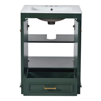 Daizy Bathroom Vanity with Ceramic Sink, 2 Door Cabinet, Green Wood - BM351279