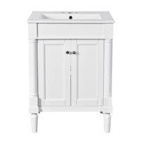 Fiji Bathroom Vanity with Ceramic Sink and Cabinet Storage, White 24 Inch - BM351280