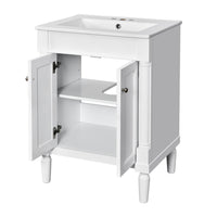 Fiji Bathroom Vanity with Ceramic Sink and Cabinet Storage, White 24 Inch - BM351280