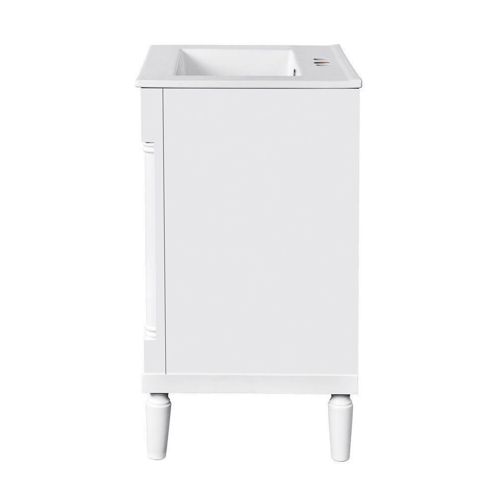 Fiji Bathroom Vanity with Ceramic Sink and Cabinet Storage, White 24 Inch - BM351280