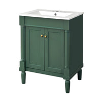 Fiji Bathroom Vanity with Ceramic Sink and Cabinet Storage, Green 24 Inch - BM351281