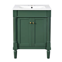 Fiji Bathroom Vanity with Ceramic Sink and Cabinet Storage, Green 24 Inch - BM351281