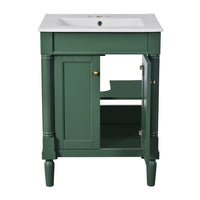 Fiji Bathroom Vanity with Ceramic Sink and Cabinet Storage, Green 24 Inch - BM351281