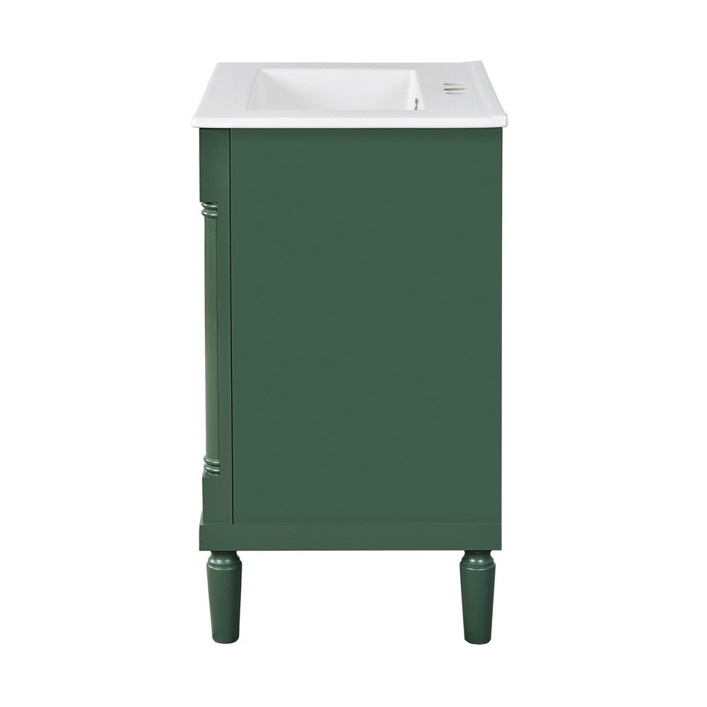 Fiji Bathroom Vanity with Ceramic Sink and Cabinet Storage, Green 24 Inch - BM351281