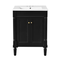 Fiji Bathroom Vanity with Ceramic Sink and Cabinet Storage, Black 24 Inch - BM351282