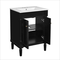Fiji Bathroom Vanity with Ceramic Sink and Cabinet Storage, Black 24 Inch - BM351282