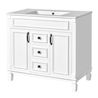 Gwen Bathroom Vanity with Ceramic Sink, 2 Drawer 2 Cabinet, White, 36 Inch - BM351285