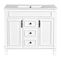 Gwen Bathroom Vanity with Ceramic Sink, 2 Drawer 2 Cabinet, White, 36 Inch - BM351285