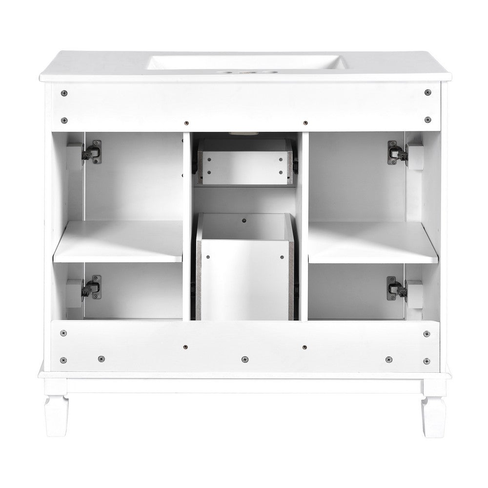 Gwen Bathroom Vanity with Ceramic Sink, 2 Drawer 2 Cabinet, White, 36 Inch - BM351285