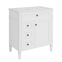 Gwen Bathroom Vanity, Ceramic Sink, 2 Drawer 2 Cabinet, White, 30 Inch - BM351286