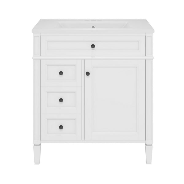 Gwen Bathroom Vanity, Ceramic Sink, 2 Drawer 2 Cabinet, White, 30 Inch - BM351286