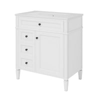 Gwen Bathroom Vanity, Ceramic Sink, 2 Drawer 2 Cabinet, White, 30 Inch - BM351286