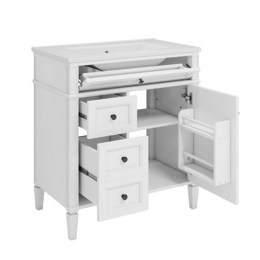 Gwen Bathroom Vanity, Ceramic Sink, 2 Drawer 2 Cabinet, White, 30 Inch - BM351286