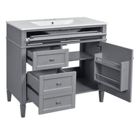 Asher Bathroom Vanity, White Ceramic Sink, 2 Drawers, 1 Cabinet Door, Gray - BM351287