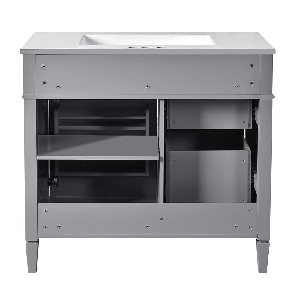 Asher Bathroom Vanity, White Ceramic Sink, 2 Drawers, 1 Cabinet Door, Gray - BM351287