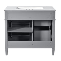 Asher Bathroom Vanity, White Ceramic Sink, 2 Drawers, 1 Cabinet Door, Gray - BM351287