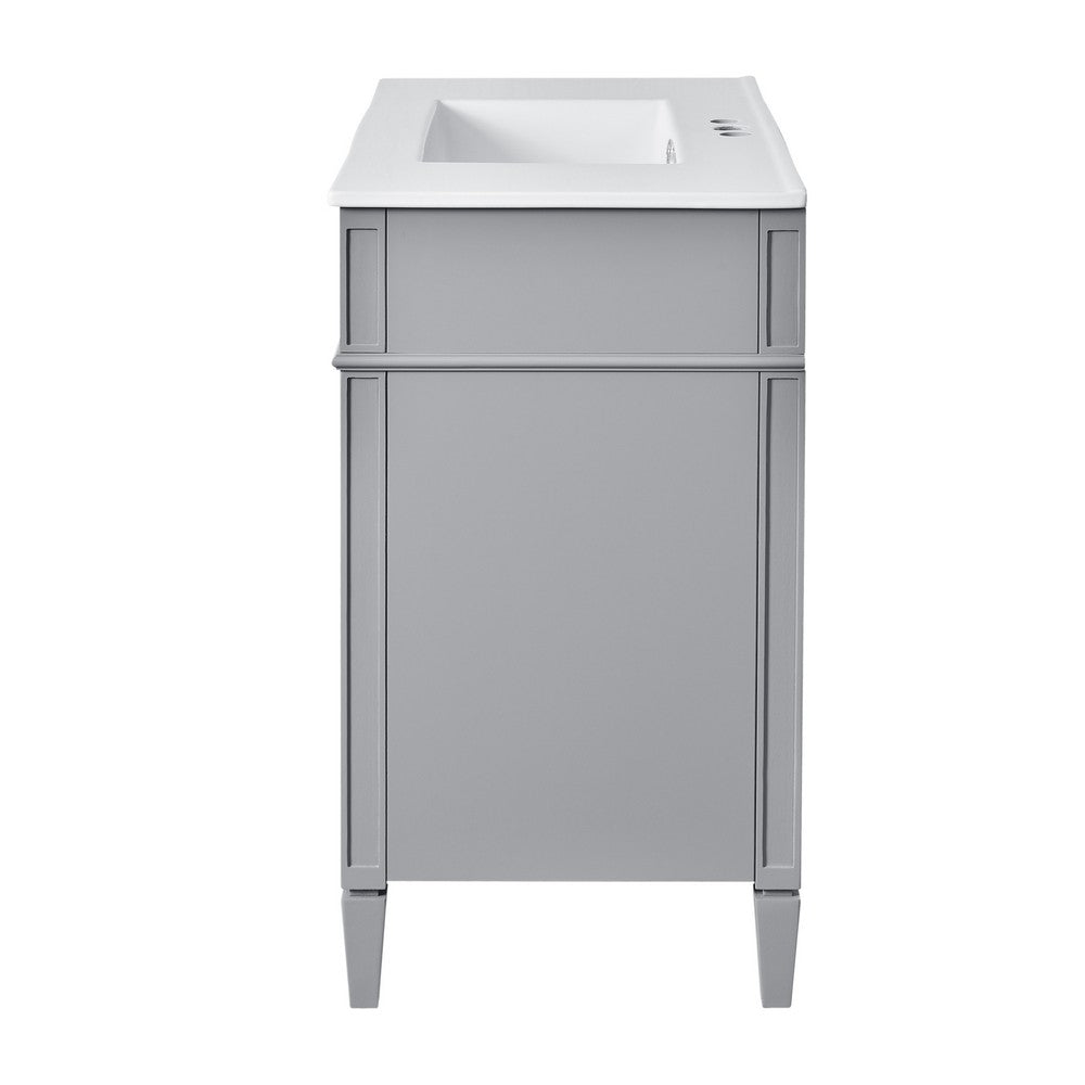 Asher Bathroom Vanity, White Ceramic Sink, 2 Drawers, 1 Cabinet Door, Gray - BM351287