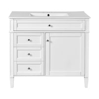 Asher Bathroom Vanity, Ceramic Sink, Smart Storage Door and Drawers, White - BM351288