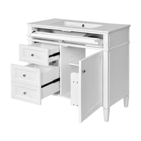 Asher Bathroom Vanity, Ceramic Sink, Smart Storage Door and Drawers, White - BM351288