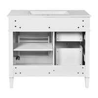 Asher Bathroom Vanity, Ceramic Sink, Smart Storage Door and Drawers, White - BM351288